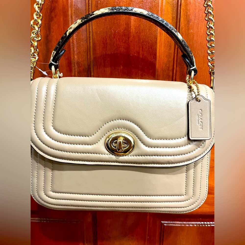 Coach snake skin top handle shoulder bag